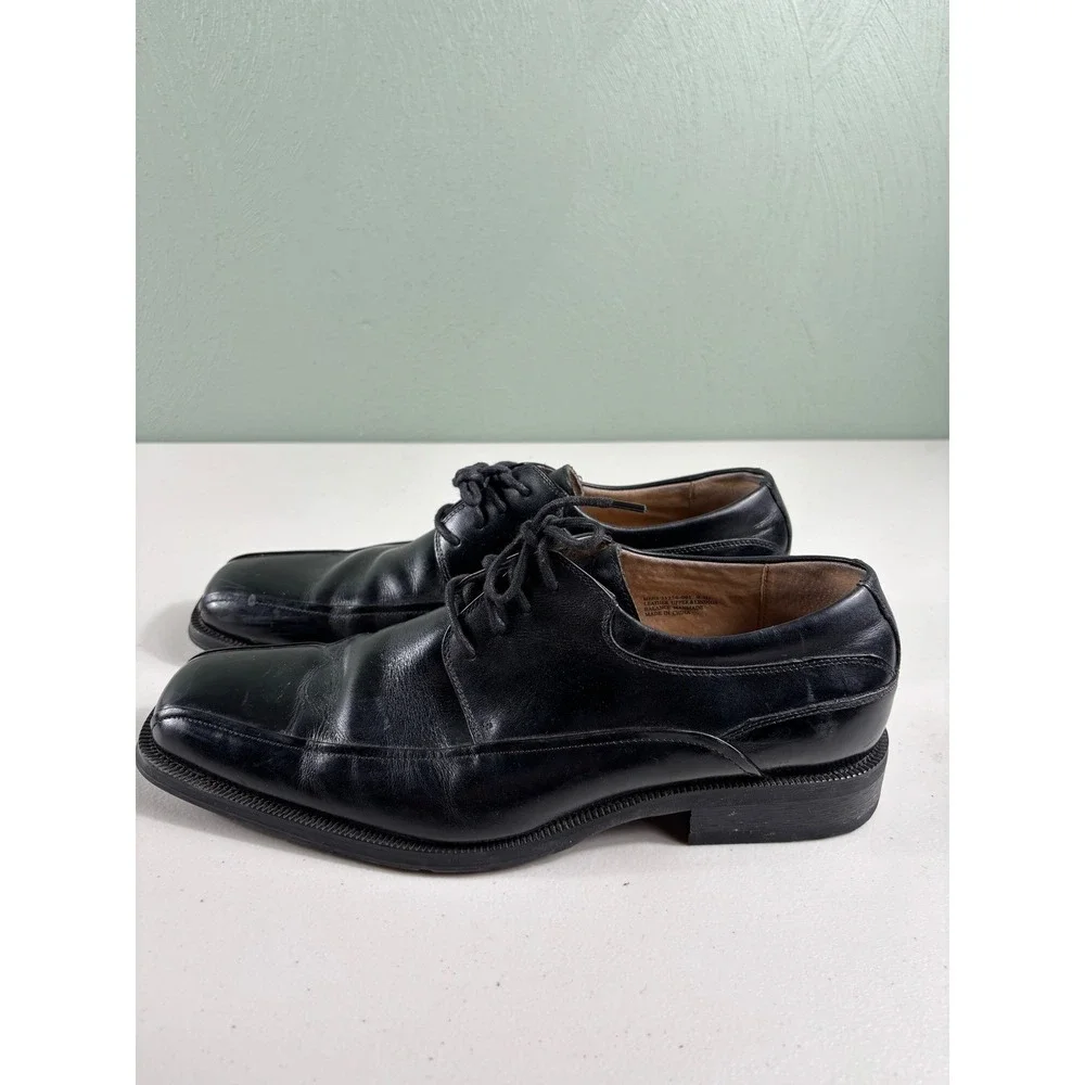 Florsheim Mens‎ Comfortech Black Leather Square Toe Lace Up Dress Shoes 9.5D